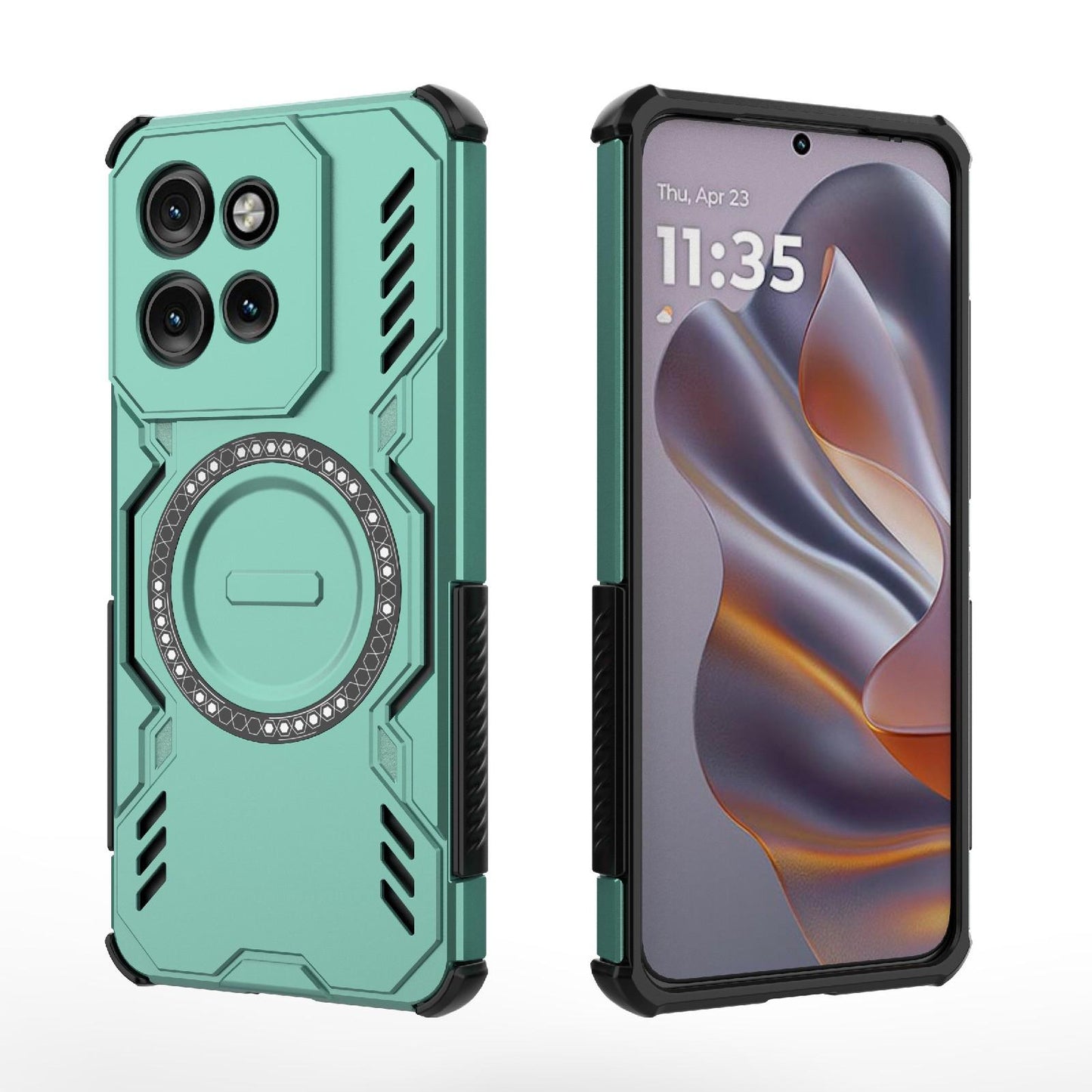 Motorola Edge 50 Neo 5G Butterfly Armor MagSafe Magnetic Ring Shockproof Protective Phone Case with Stand