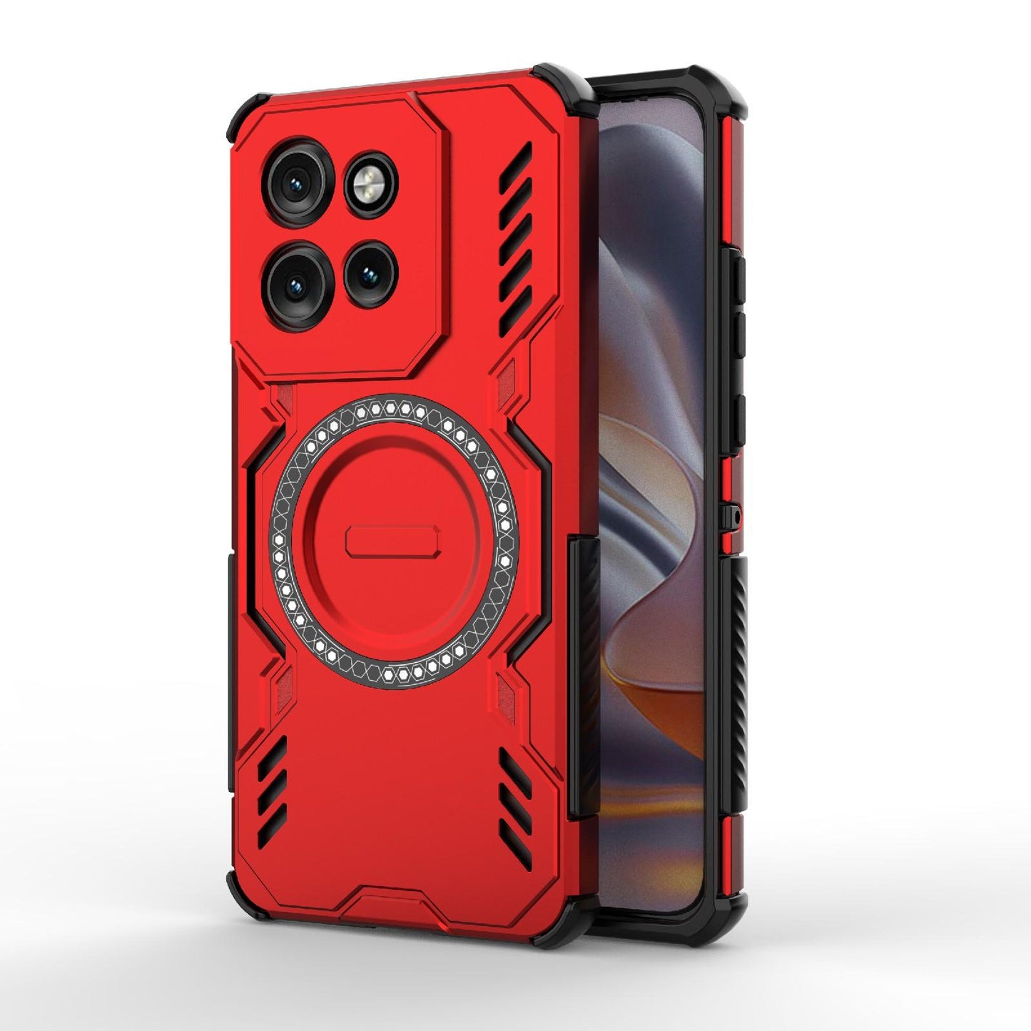 Motorola Edge 50 Neo 5G Butterfly Armor MagSafe Magnetic Ring Shockproof Protective Phone Case with Stand