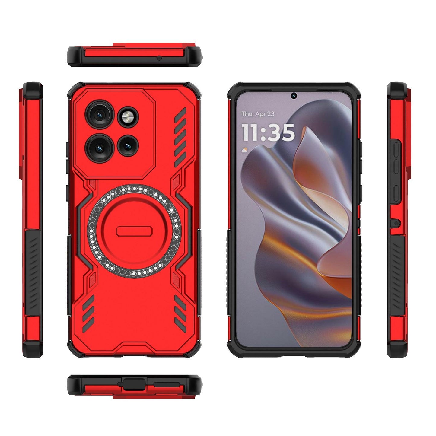 Motorola Edge 50 Neo 5G Butterfly Armor MagSafe Magnetic Ring Shockproof Protective Phone Case with Stand