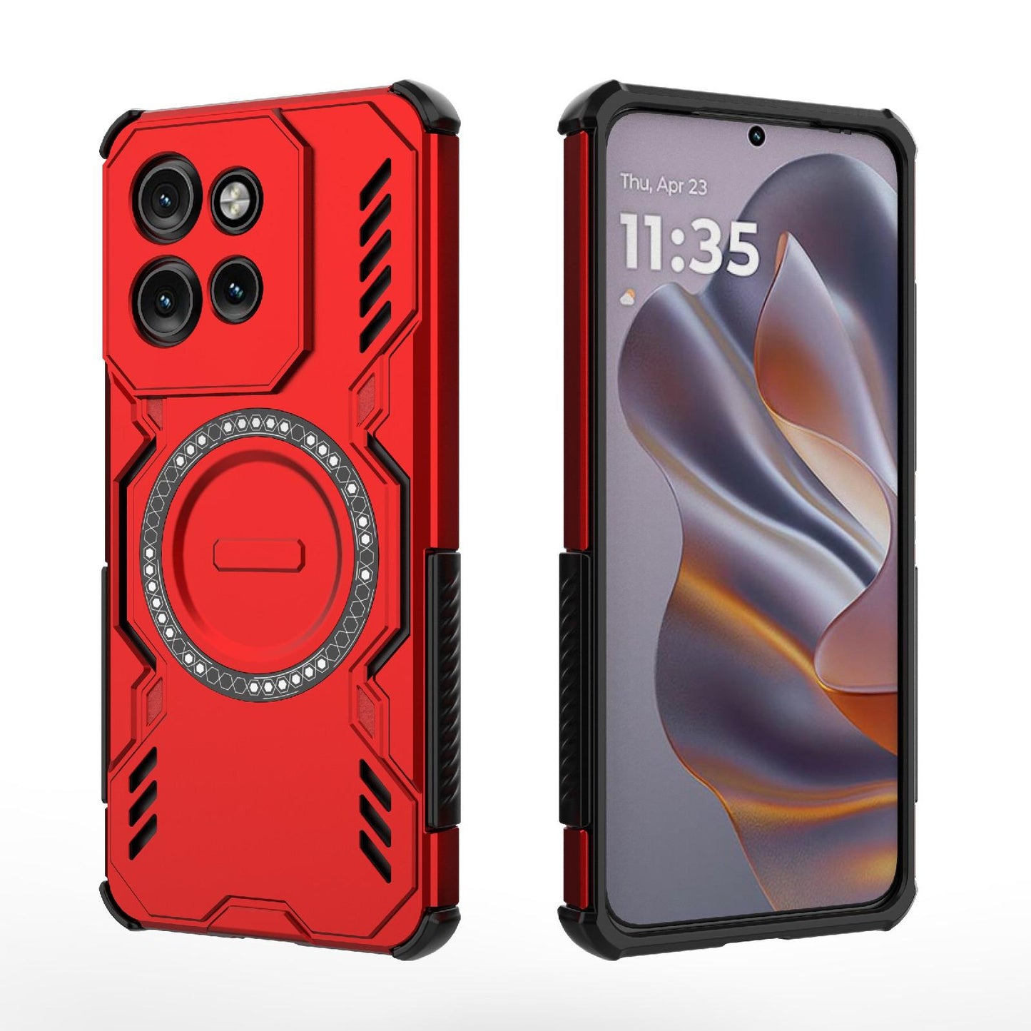 Motorola Edge 50 Neo 5G Butterfly Armor MagSafe Magnetic Ring Shockproof Protective Phone Case with Stand