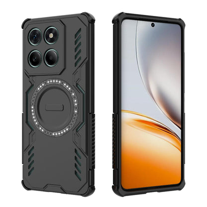 Motorola Edge 60 Fusion 5G Butterfly Armor MagSafe Magnetic Ring Shockproof Protective Phone Case with Stand