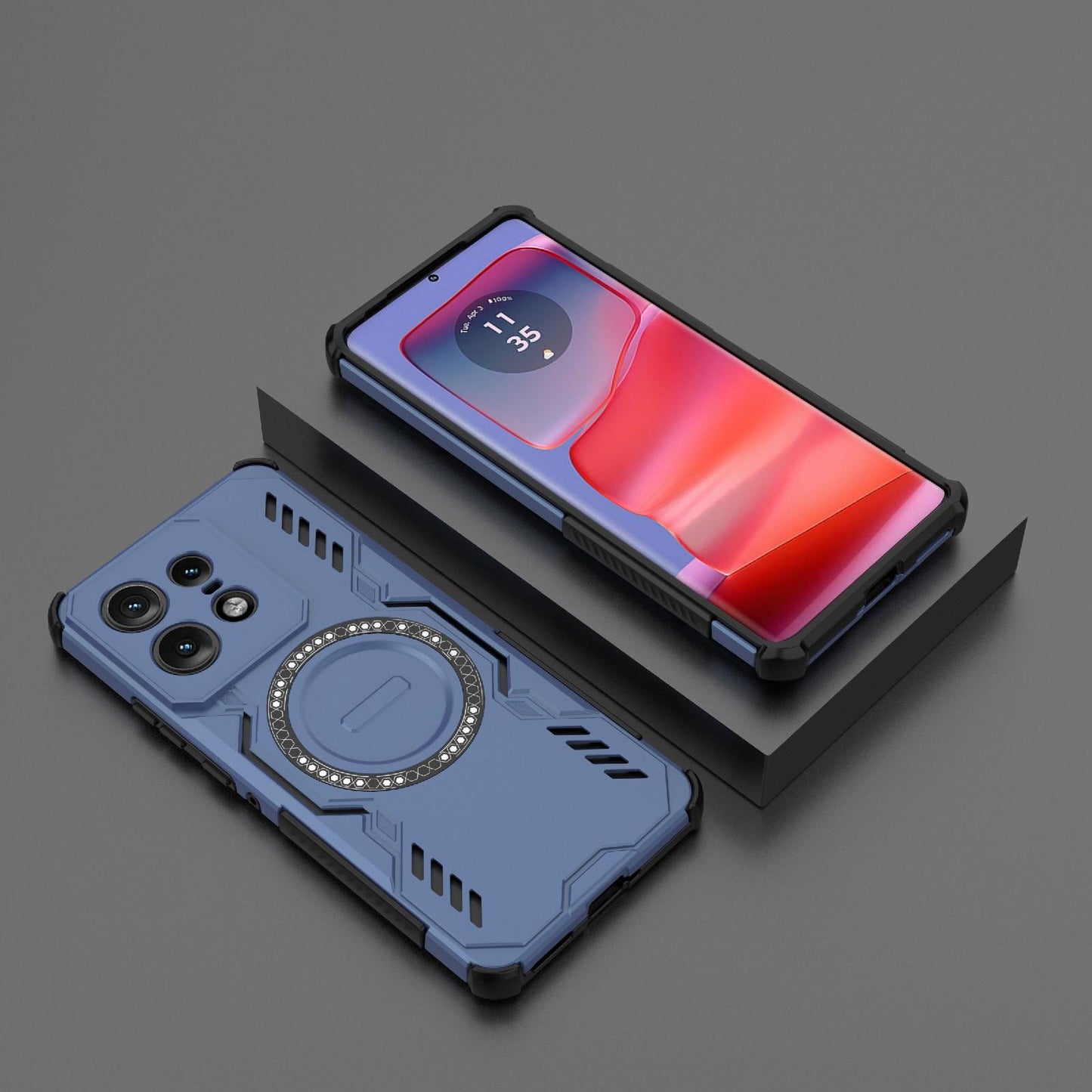 Motorola Edge 50 Pro 5G Butterfly Armor MagSafe Magnetic Ring Shockproof Protective Phone Case with Stand