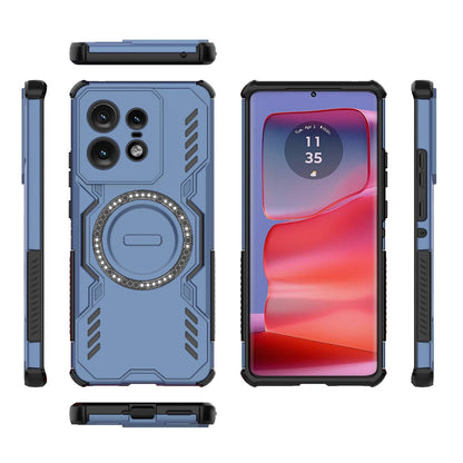 Motorola Edge 50 Pro 5G Butterfly Armor MagSafe Magnetic Ring Shockproof Protective Phone Case with Stand