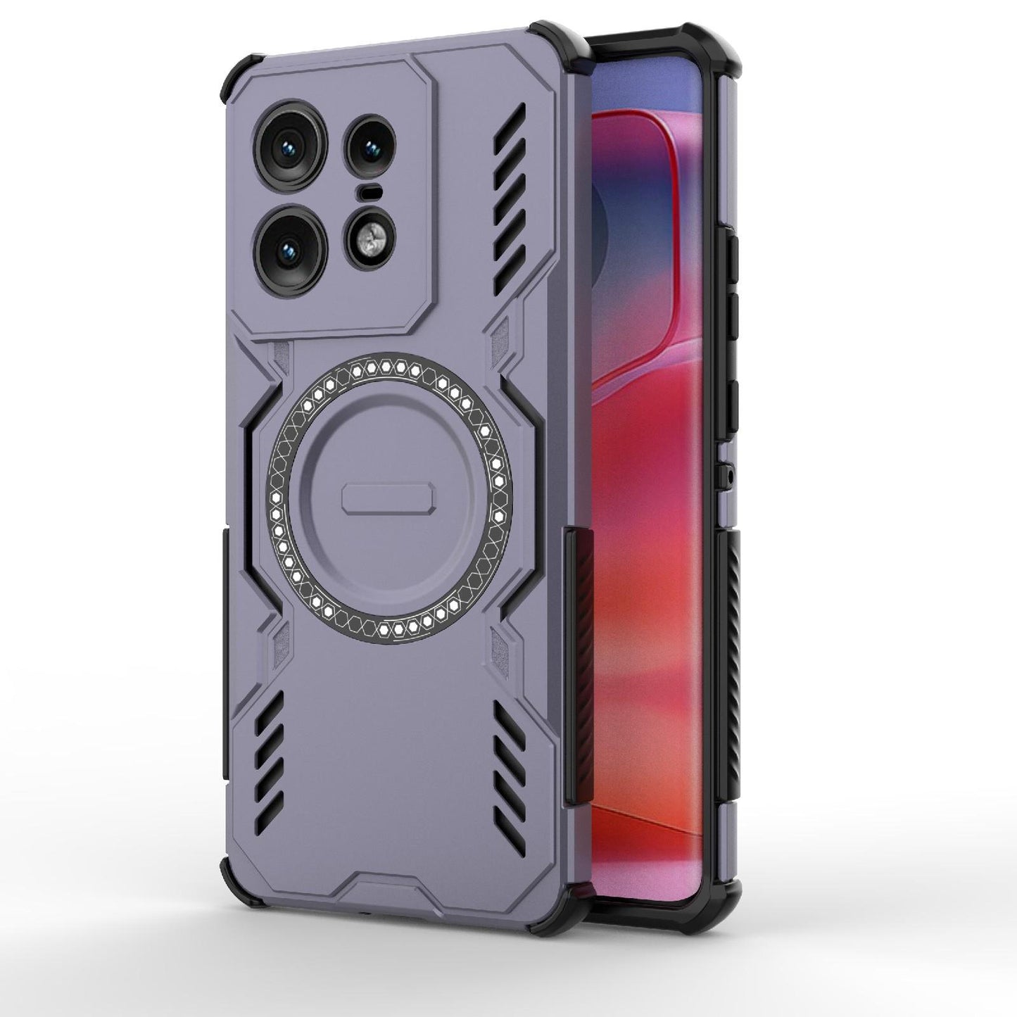 Motorola Edge 50 Pro 5G Butterfly Armor MagSafe Magnetic Ring Shockproof Protective Phone Case with Stand