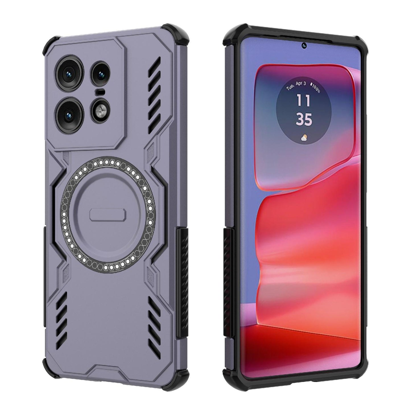Motorola Edge 50 Pro 5G Butterfly Armor MagSafe Magnetic Ring Shockproof Protective Phone Case with Stand