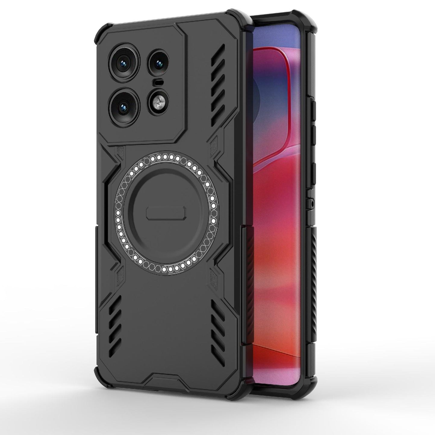 Motorola Edge 50 Pro 5G Butterfly Armor MagSafe Magnetic Ring Shockproof Protective Phone Case with Stand