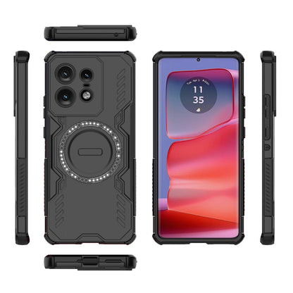 Motorola Edge 50 Pro 5G Butterfly Armor MagSafe Magnetic Ring Shockproof Protective Phone Case with Stand