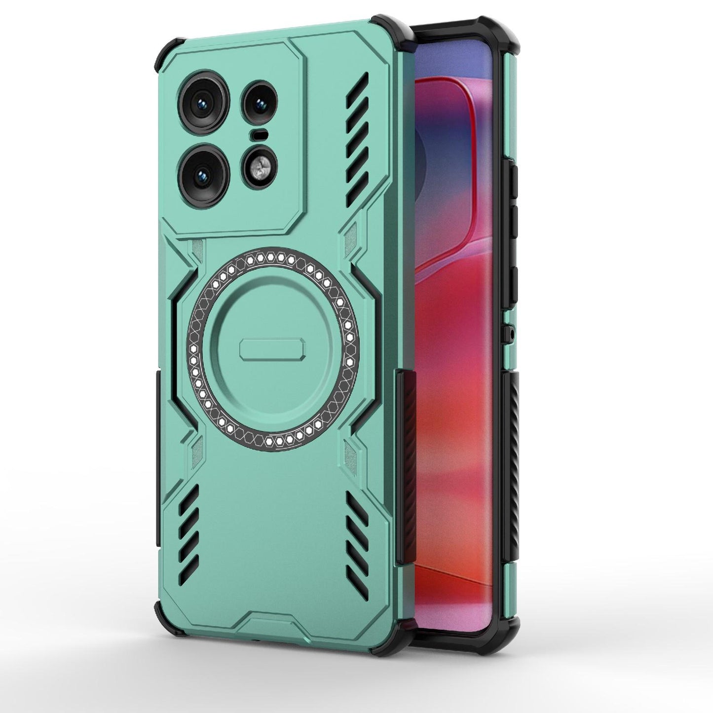 Motorola Edge 50 Pro 5G Butterfly Armor MagSafe Magnetic Ring Shockproof Protective Phone Case with Stand