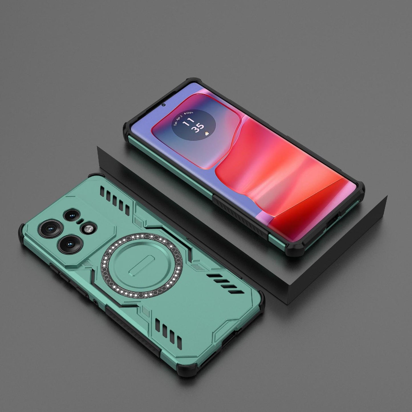Motorola Edge 50 Pro 5G Butterfly Armor MagSafe Magnetic Ring Shockproof Protective Phone Case with Stand