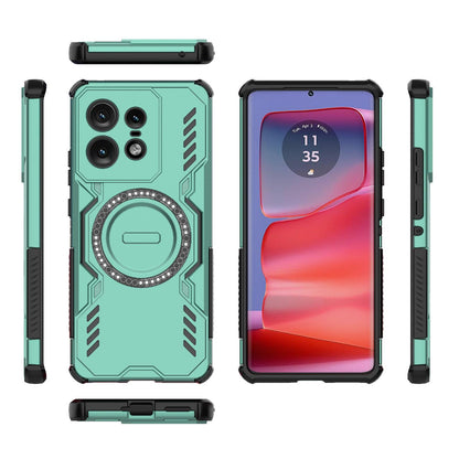 Motorola Edge 50 Pro 5G Butterfly Armor MagSafe Magnetic Ring Shockproof Protective Phone Case with Stand