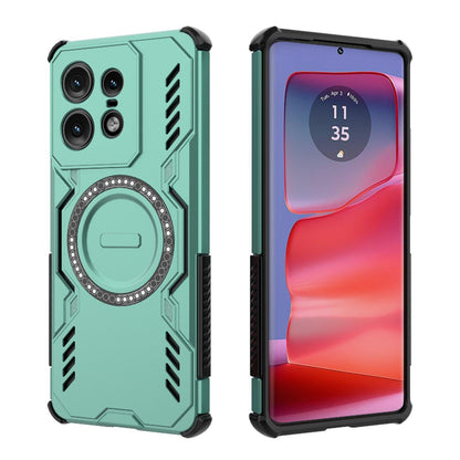 Motorola Edge 50 Pro 5G Butterfly Armor MagSafe Magnetic Ring Shockproof Protective Phone Case with Stand