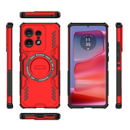 Motorola Edge 50 Pro 5G Butterfly Armor MagSafe Magnetic Ring Shockproof Protective Phone Case with Stand
