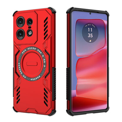 Motorola Edge 50 Pro 5G Butterfly Armor MagSafe Magnetic Ring Shockproof Protective Phone Case with Stand