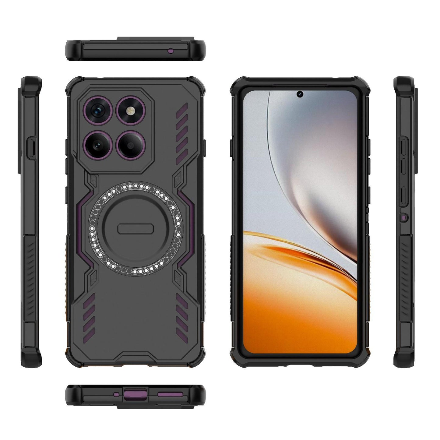 Motorola Edge 60 Pro 5G Butterfly Armor MagSafe Magnetic Ring Shockproof Protective Phone Case with Stand