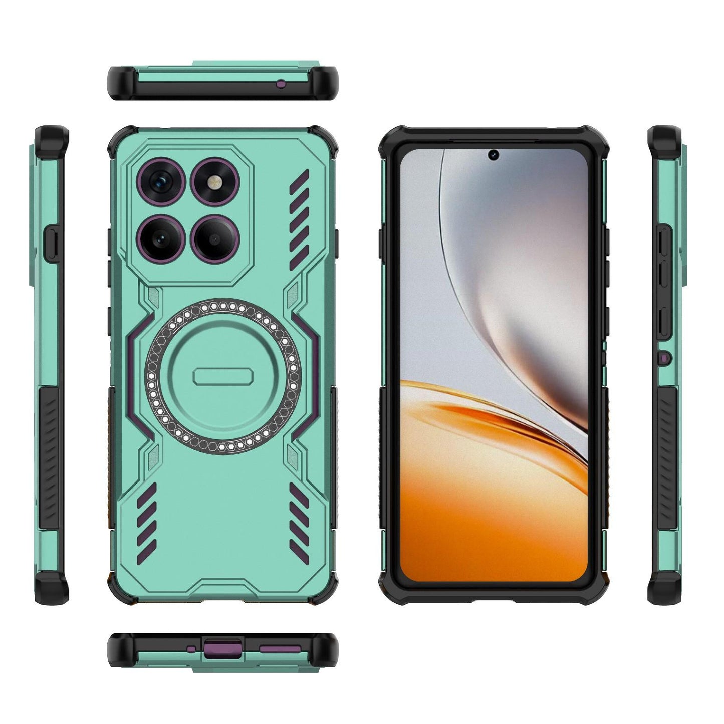 Motorola Edge 60 Pro 5G Butterfly Armor MagSafe Magnetic Ring Shockproof Protective Phone Case with Stand
