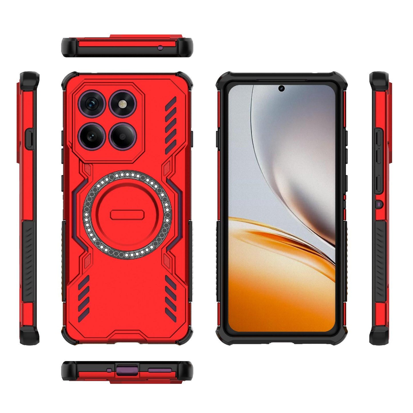 Motorola Edge 60 Pro 5G Butterfly Armor MagSafe Magnetic Ring Shockproof Protective Phone Case with Stand