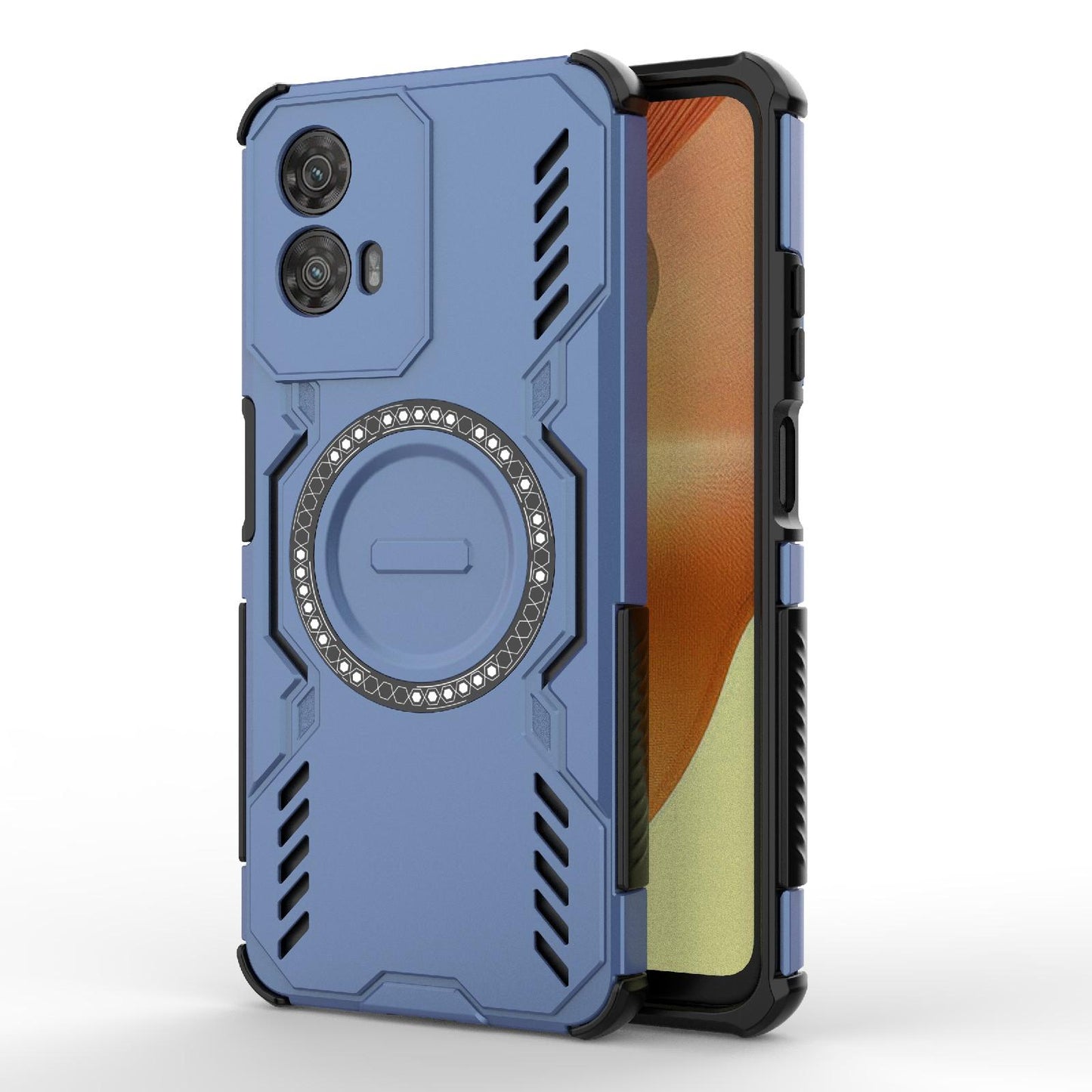 Motorola Moto G34 5G Butterfly Armor MagSafe Magnetic Ring Shockproof Protective Phone Case with Stand