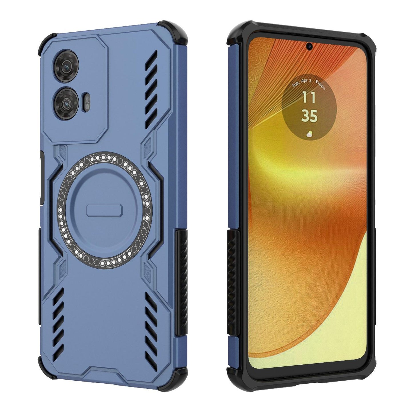 Motorola Moto G34 5G Butterfly Armor MagSafe Magnetic Ring Shockproof Protective Phone Case with Stand