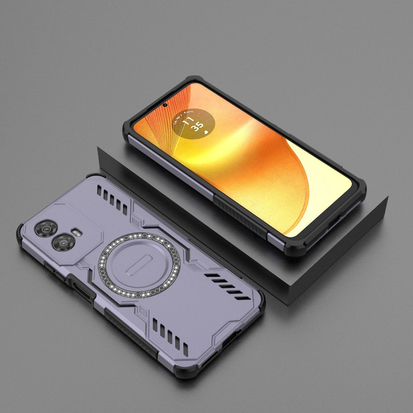 Motorola Moto G34 5G Butterfly Armor MagSafe Magnetic Ring Shockproof Protective Phone Case with Stand