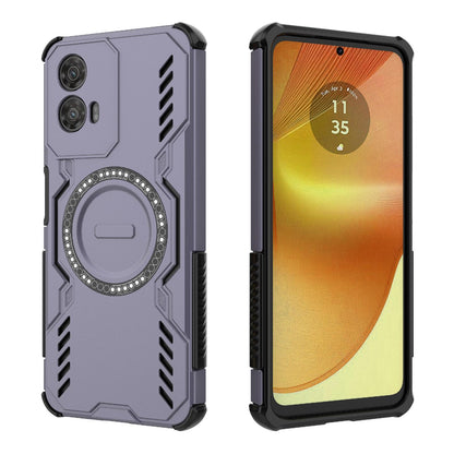 Motorola Moto G34 5G Butterfly Armor MagSafe Magnetic Ring Shockproof Protective Phone Case with Stand