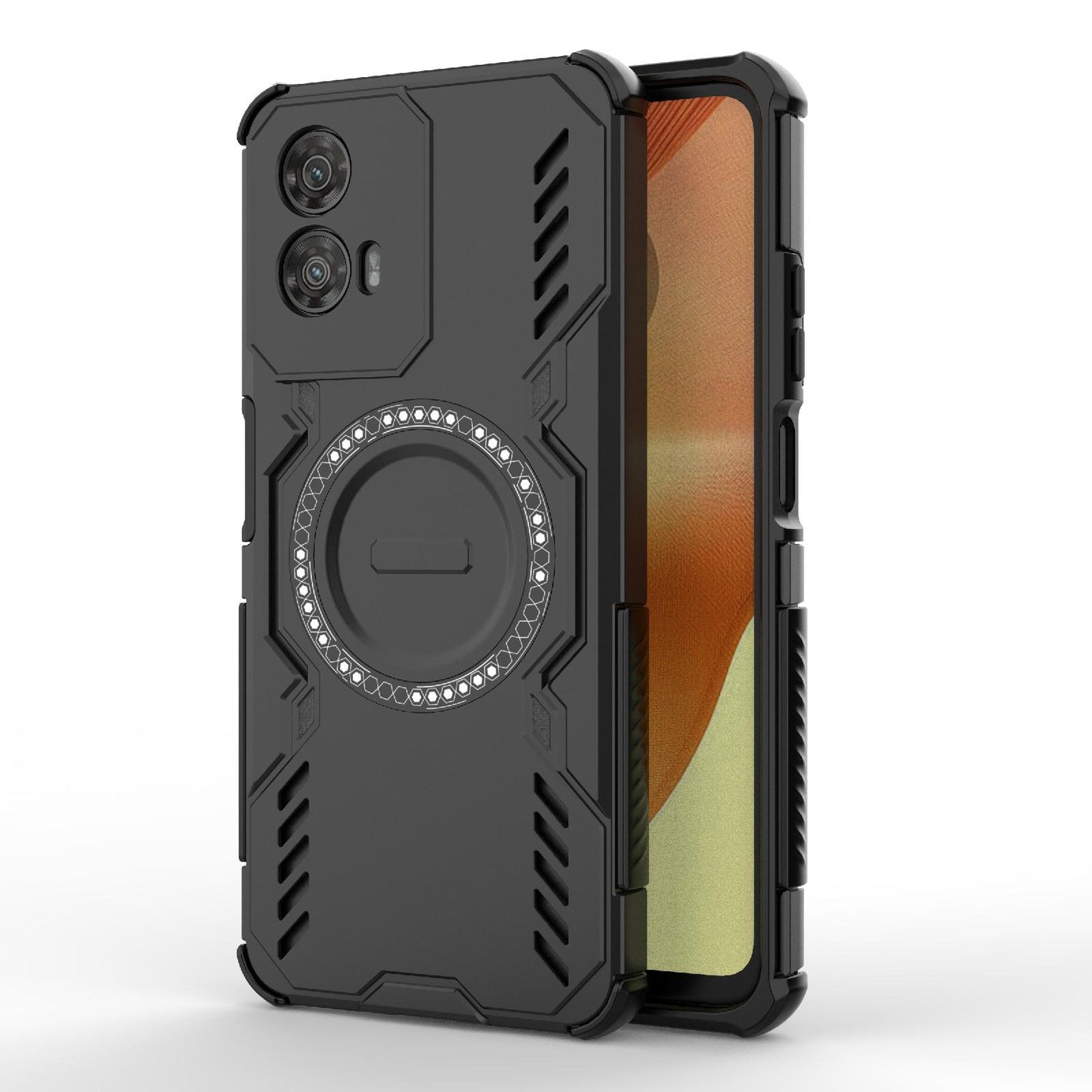 Motorola Moto G34 5G Butterfly Armor MagSafe Magnetic Ring Shockproof Protective Phone Case with Stand