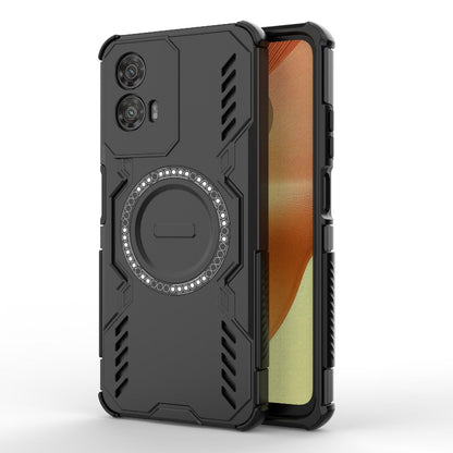 Motorola Moto G34 5G Butterfly Armor MagSafe Magnetic Ring Shockproof Protective Phone Case with Stand