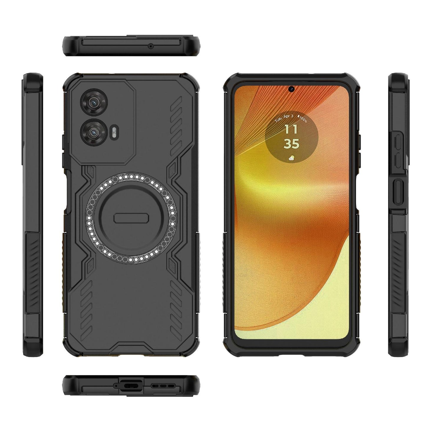 Motorola Moto G34 5G Butterfly Armor MagSafe Magnetic Ring Shockproof Protective Phone Case with Stand