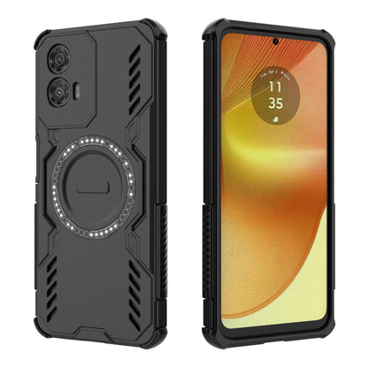 Motorola Moto G34 5G Butterfly Armor MagSafe Magnetic Ring Shockproof Protective Phone Case with Stand