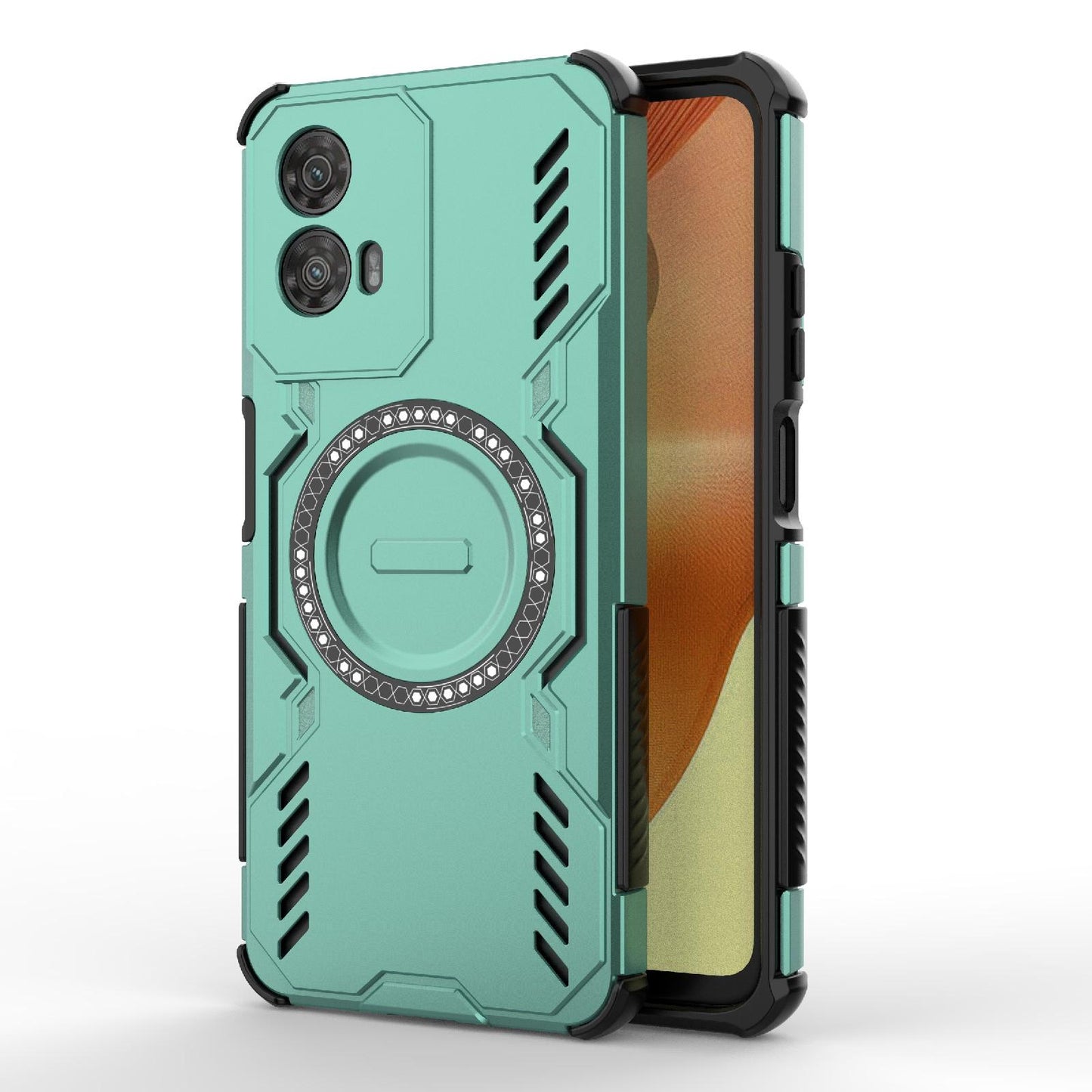 Motorola Moto G34 5G Butterfly Armor MagSafe Magnetic Ring Shockproof Protective Phone Case with Stand