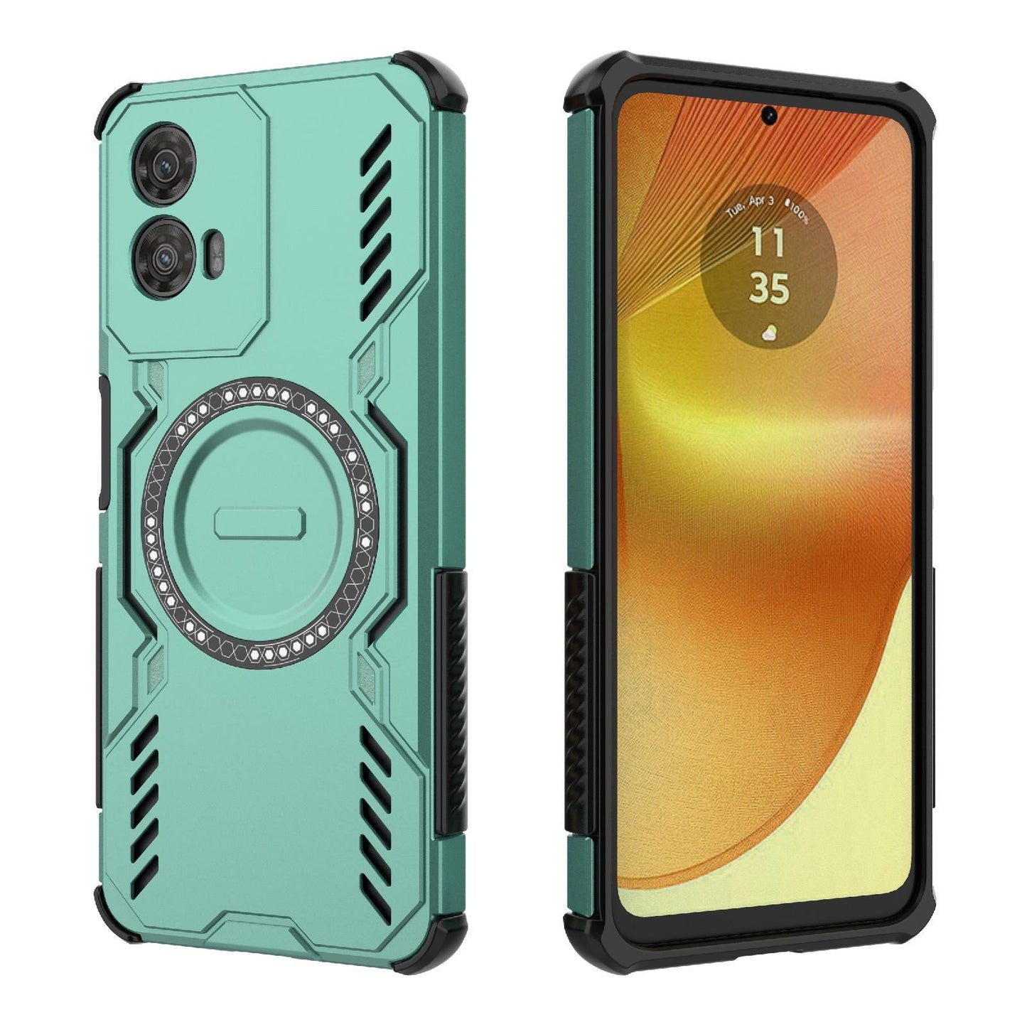 Motorola Moto G34 5G Butterfly Armor MagSafe Magnetic Ring Shockproof Protective Phone Case with Stand