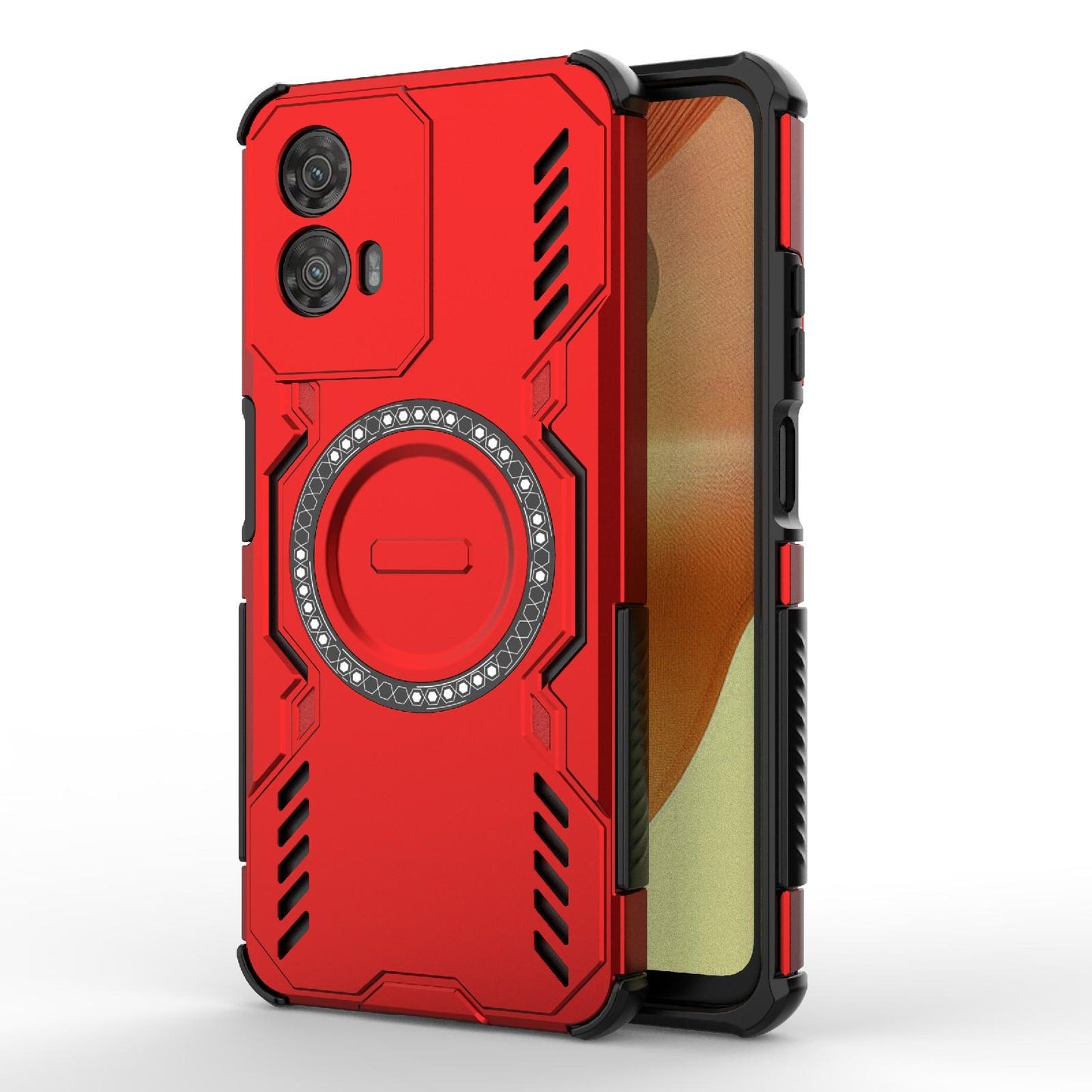 Motorola Moto G34 5G Butterfly Armor MagSafe Magnetic Ring Shockproof Protective Phone Case with Stand