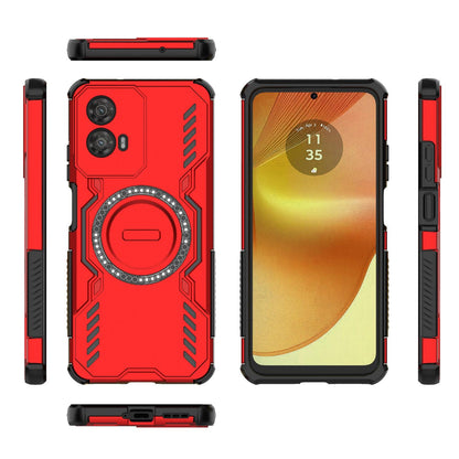 Motorola Moto G34 5G Butterfly Armor MagSafe Magnetic Ring Shockproof Protective Phone Case with Stand