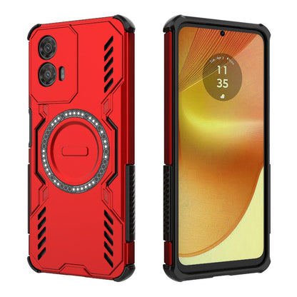 Motorola Moto G34 5G Butterfly Armor MagSafe Magnetic Ring Shockproof Protective Phone Case with Stand