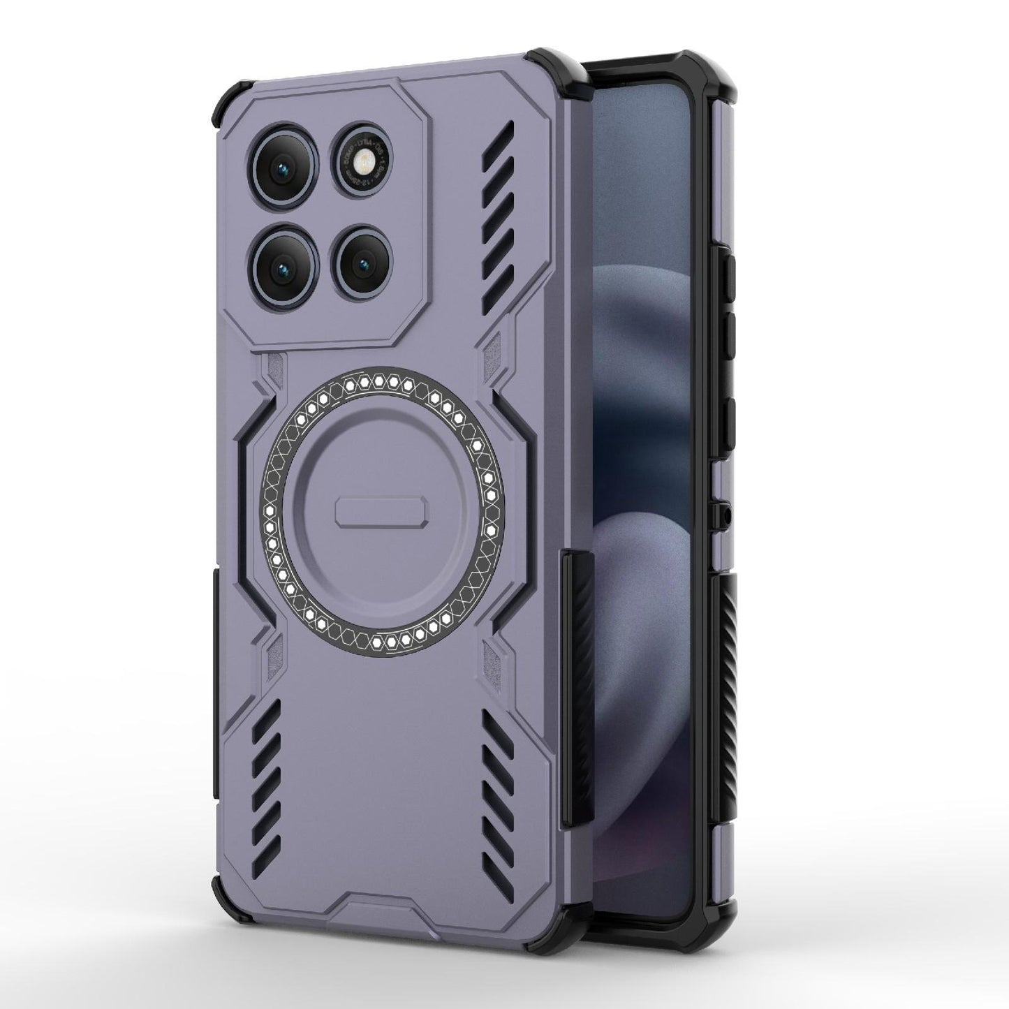 Motorola Moto G86 Power 5G Butterfly Armor MagSafe Magnetic Ring Shockproof Protective Phone Case with Stand