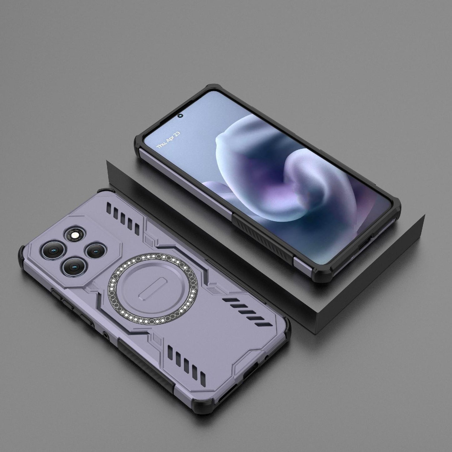 Motorola Moto G86 Power 5G Butterfly Armor MagSafe Magnetic Ring Shockproof Protective Phone Case with Stand