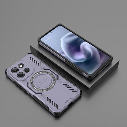 Motorola Moto G86 Power 5G Butterfly Armor MagSafe Magnetic Ring Shockproof Protective Phone Case with Stand