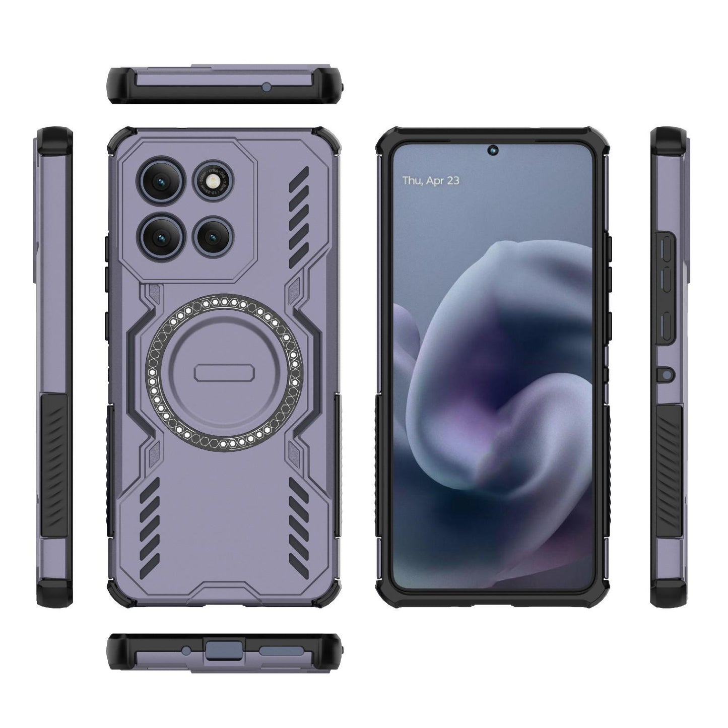 Motorola Moto G86 Power 5G Butterfly Armor MagSafe Magnetic Ring Shockproof Protective Phone Case with Stand
