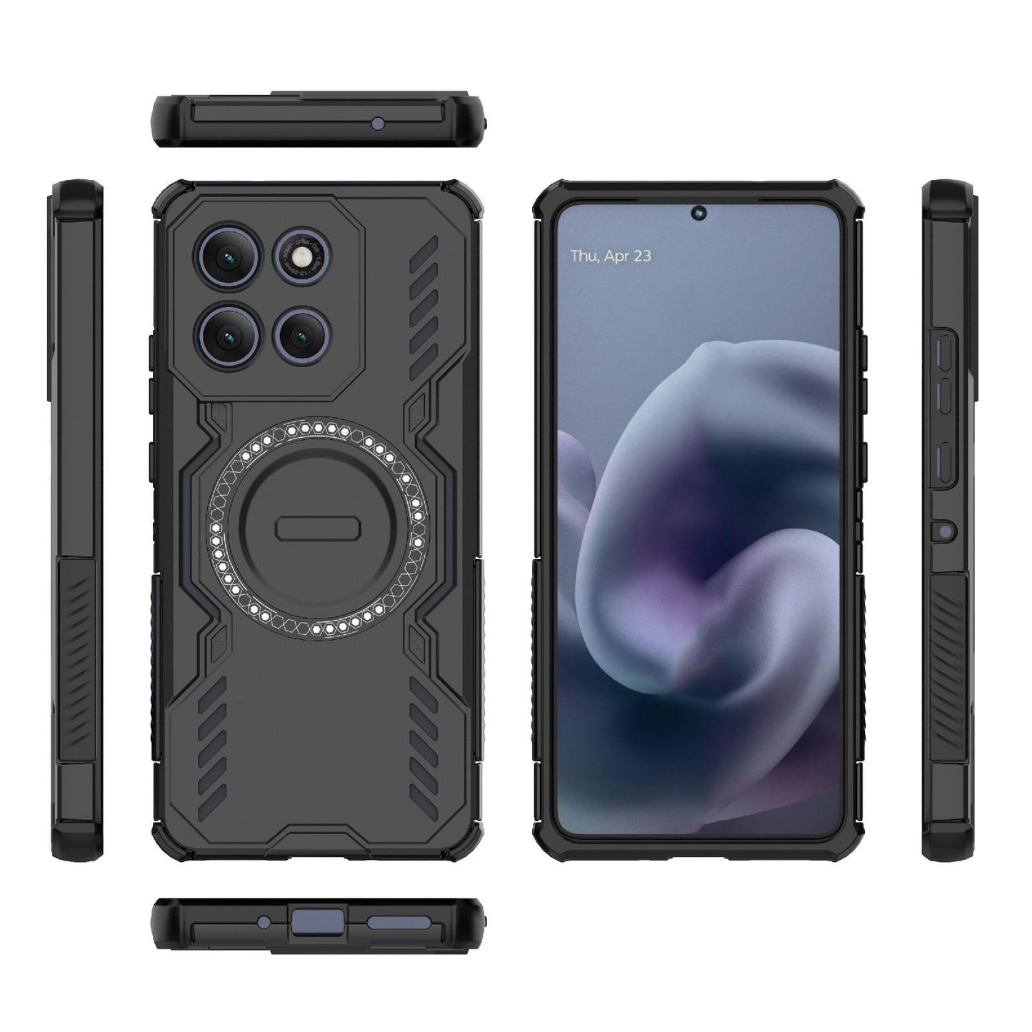 Motorola Moto G86 Power 5G Butterfly Armor MagSafe Magnetic Ring Shockproof Protective Phone Case with Stand