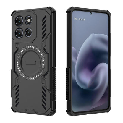 Motorola Moto G86 Power 5G Butterfly Armor MagSafe Magnetic Ring Shockproof Protective Phone Case with Stand