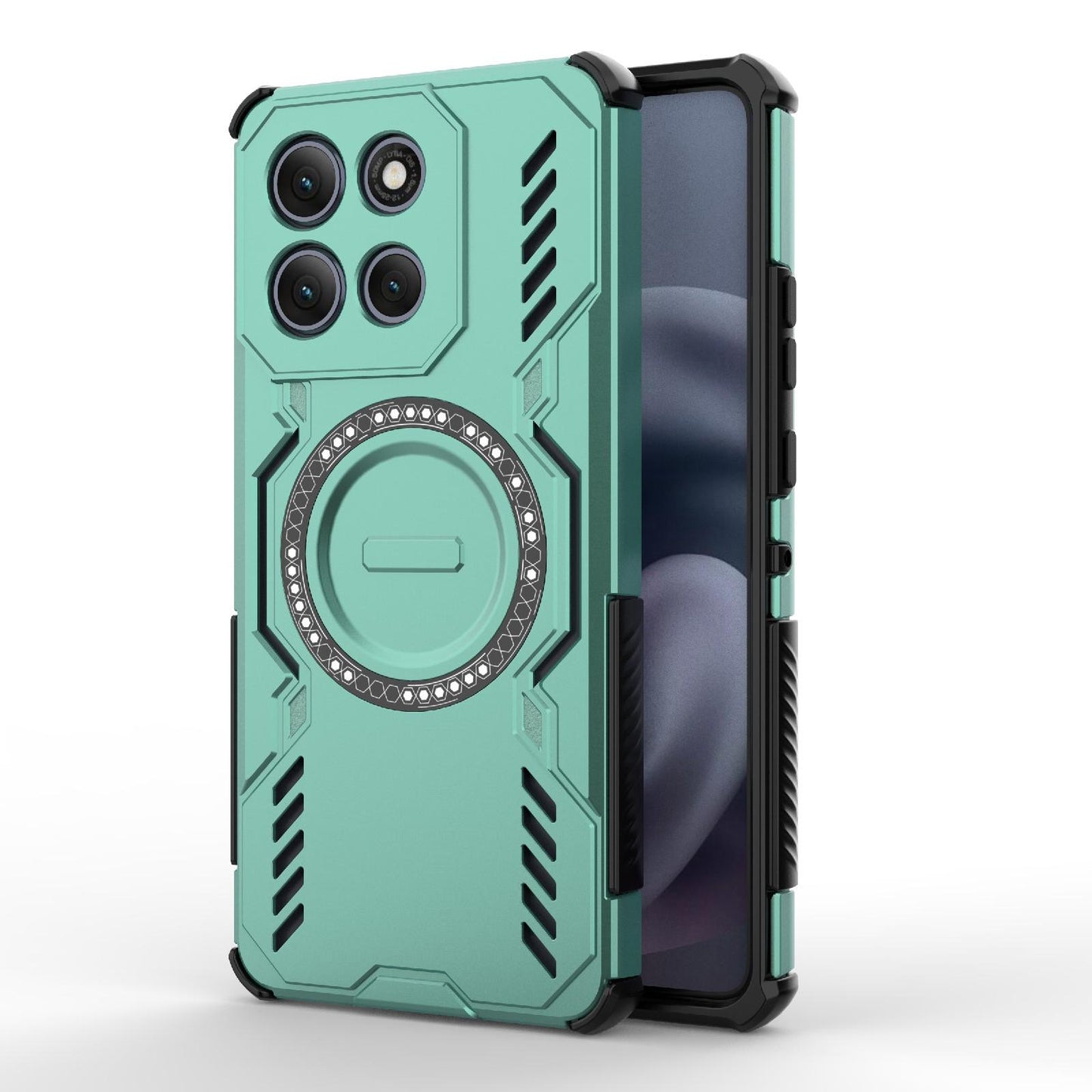 Motorola Moto G86 Power 5G Butterfly Armor MagSafe Magnetic Ring Shockproof Protective Phone Case with Stand