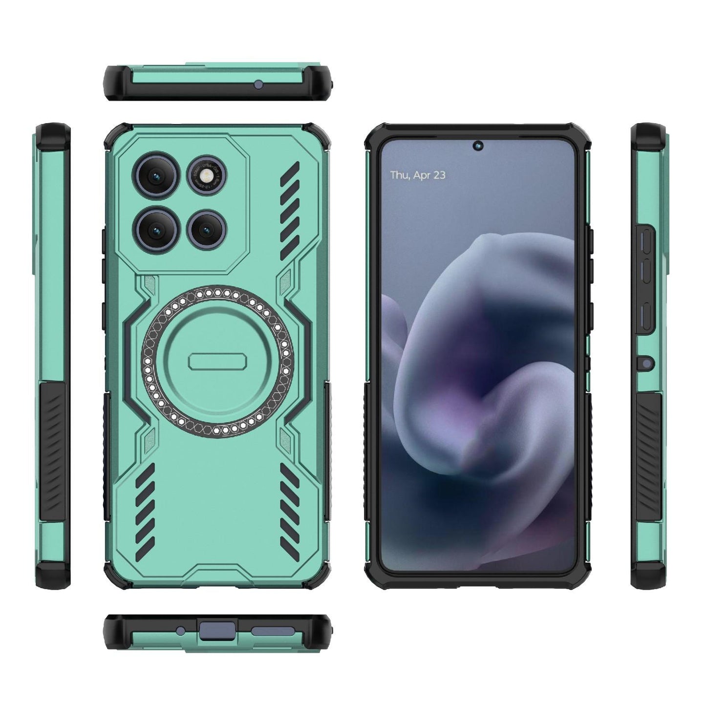 Motorola Moto G86 Power 5G Butterfly Armor MagSafe Magnetic Ring Shockproof Protective Phone Case with Stand