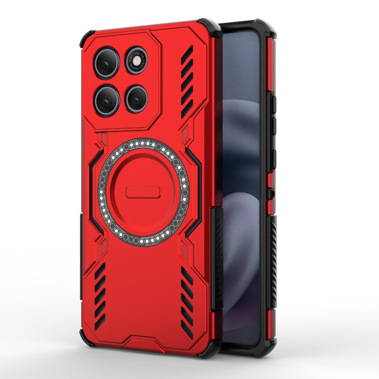 Motorola Moto G86 Power 5G Butterfly Armor MagSafe Magnetic Ring Shockproof Protective Phone Case with Stand