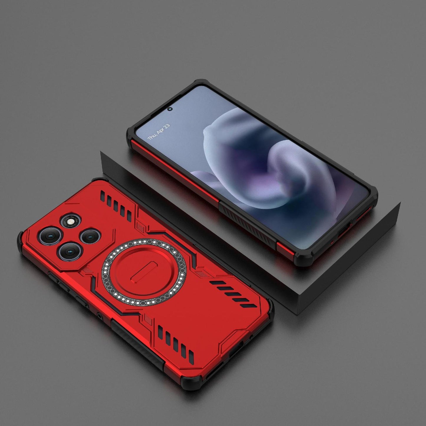 Motorola Moto G86 Power 5G Butterfly Armor MagSafe Magnetic Ring Shockproof Protective Phone Case with Stand