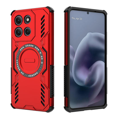 Motorola Moto G86 Power 5G Butterfly Armor MagSafe Magnetic Ring Shockproof Protective Phone Case with Stand