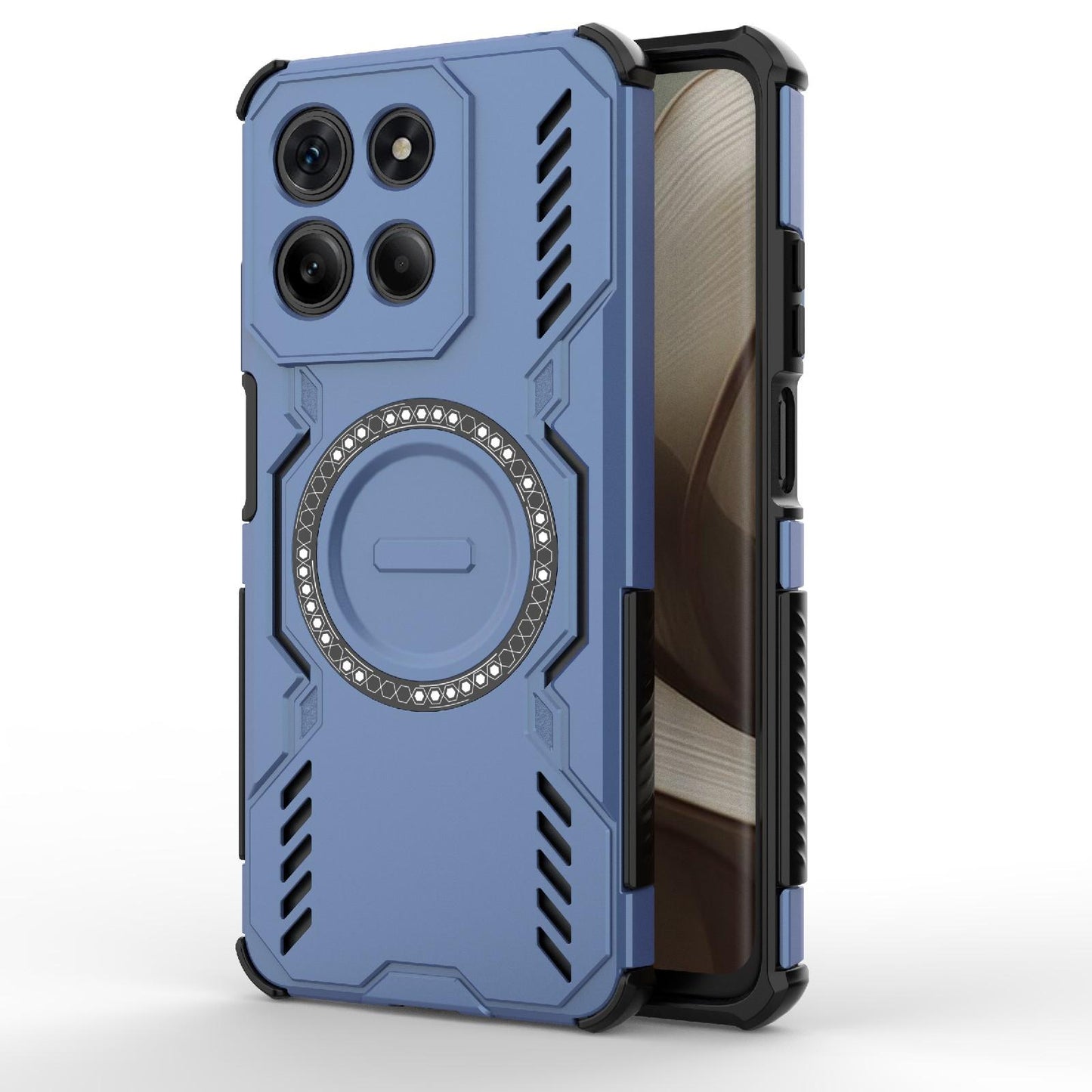 Motorola Moto G15 4G Butterfly Armor MagSafe Magnetic Ring Shockproof Protective Phone Case with Stand