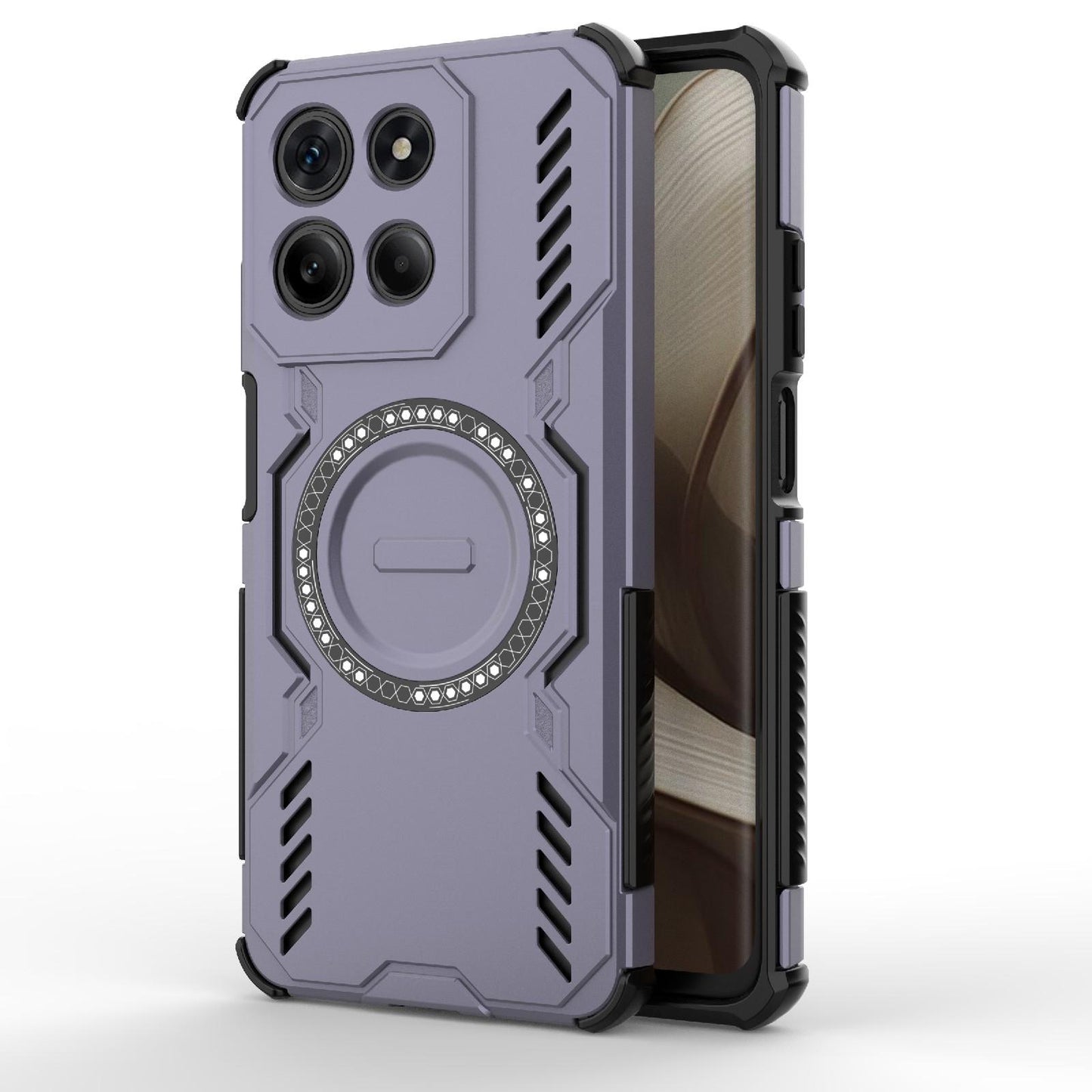 Motorola Moto G15 4G Butterfly Armor MagSafe Magnetic Ring Shockproof Protective Phone Case with Stand