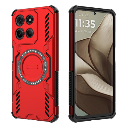 Motorola Moto G15 4G Butterfly Armor MagSafe Magnetic Ring Shockproof Protective Phone Case with Stand