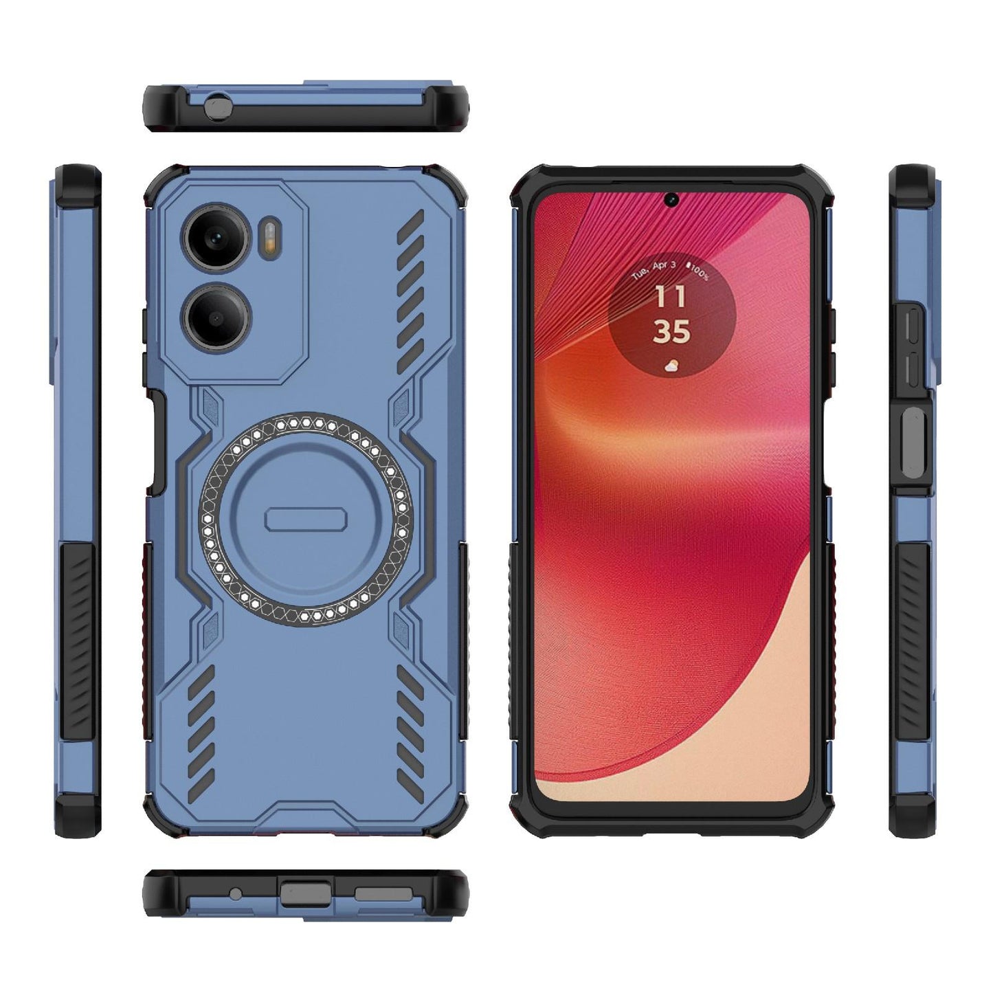 Motorola Moto G05 4G Butterfly Armor MagSafe Magnetic Ring Shockproof Protective Phone Case with Stand