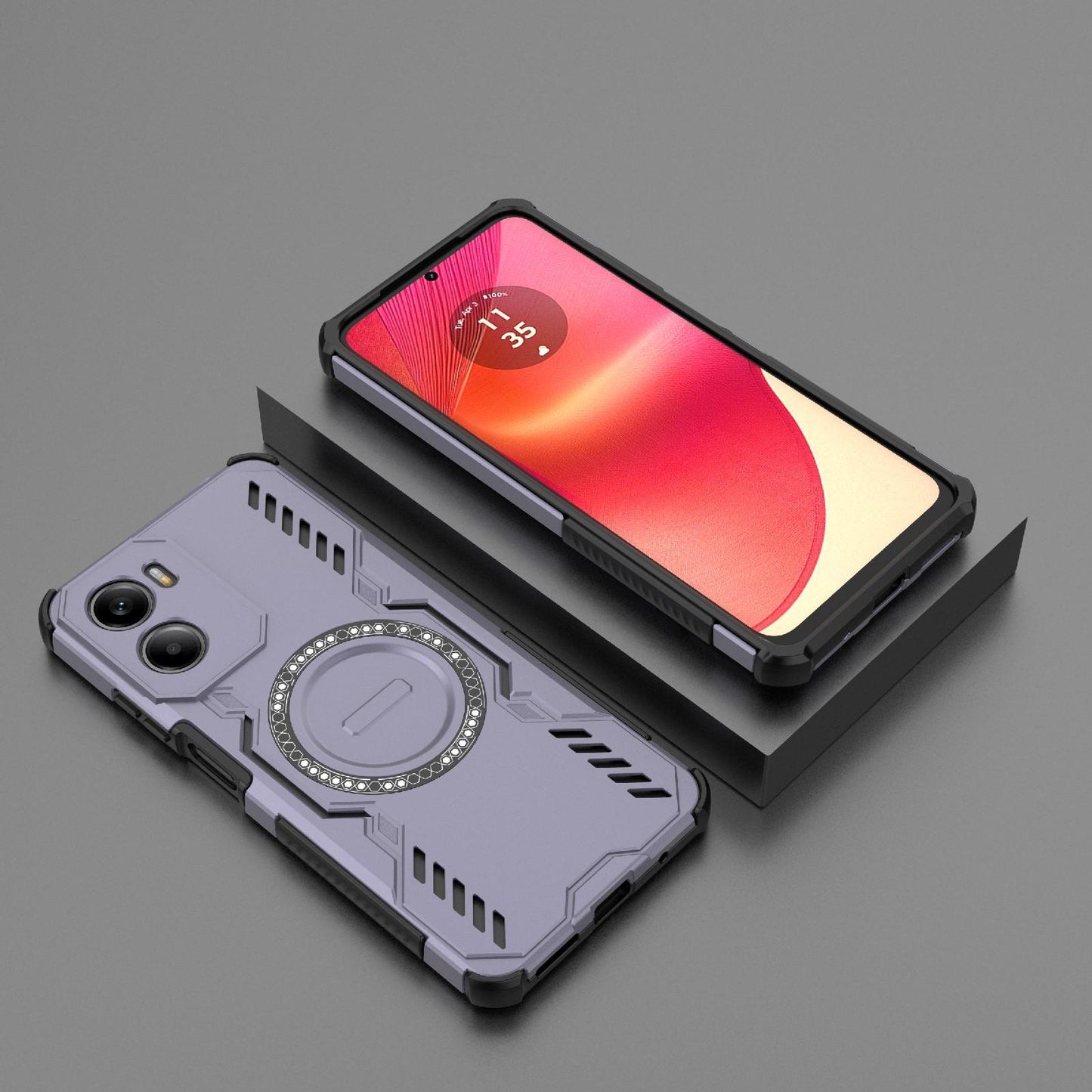 Motorola Moto G05 4G Butterfly Armor MagSafe Magnetic Ring Shockproof Protective Phone Case with Stand