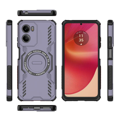 Motorola Moto G05 4G Butterfly Armor MagSafe Magnetic Ring Shockproof Protective Phone Case with Stand